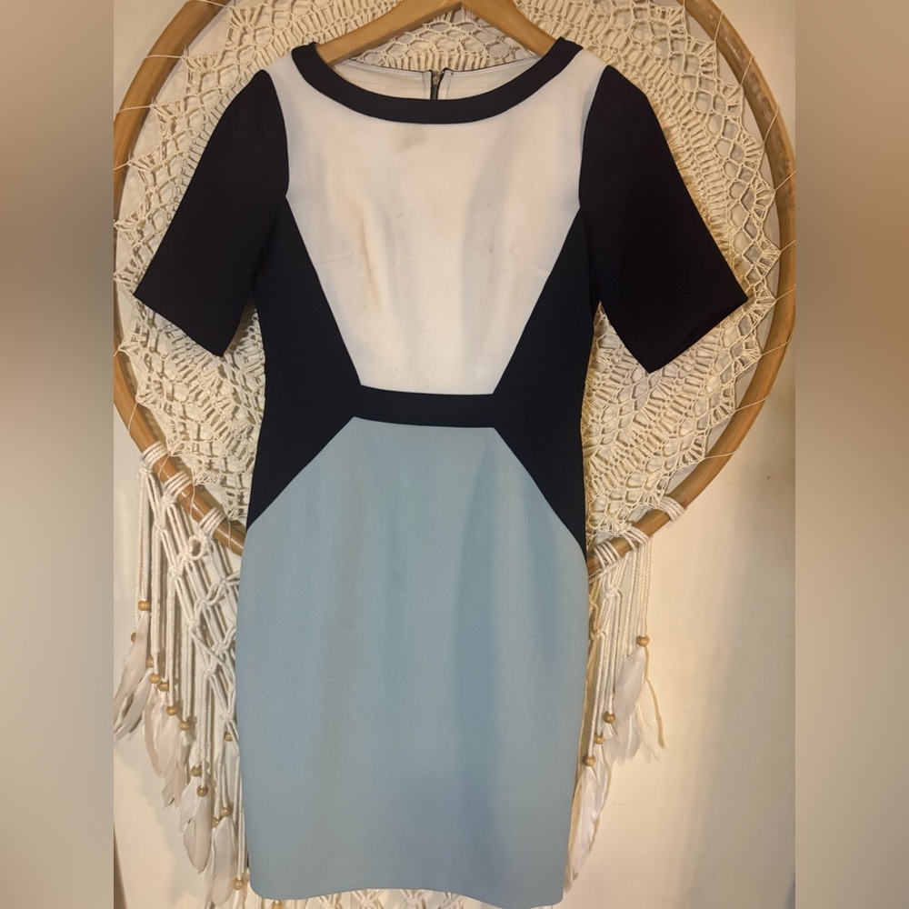 Chic Colorblock Dress in Black, White, and Gray